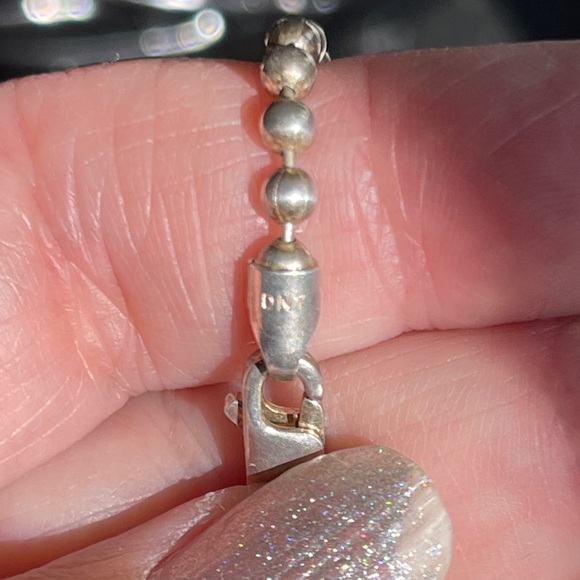 Vintage Unique Roman Glass and Opal Sterling Silver Necklace on Ball Chain - Picture 13 of 14
